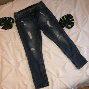 High rise distressed jeans